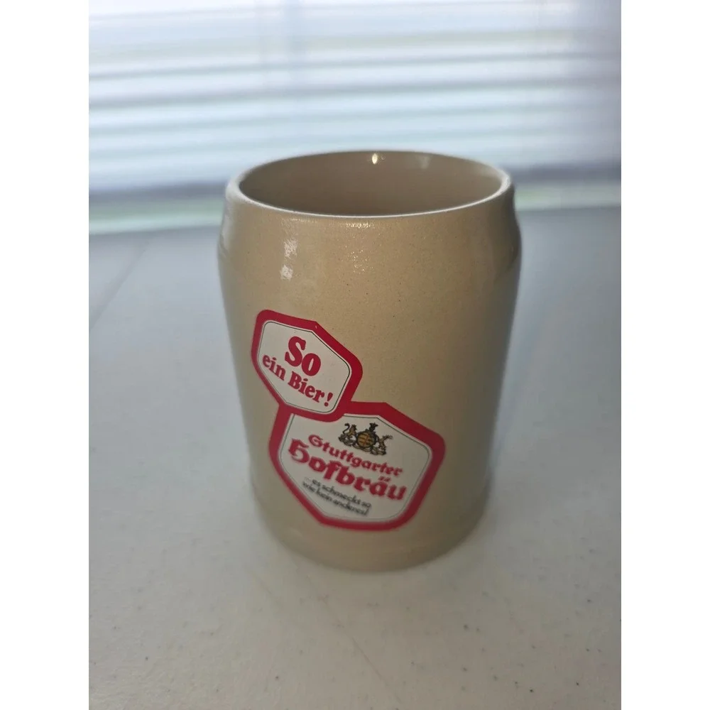 Vintage Stuttgarter Hofbräu German Beer Stein Ceramic Mug So ein Bier Ambest
